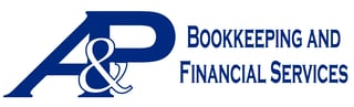 A&P Bookkeeping and Financial Services logo with stylized blue lettering and ampersand symbol